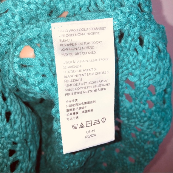 URBAN OUTFITTERS OPEN KNIT MINI DRESS, PEEK A BOO TEAL GREEN CROCHET MINI DRESS - Picture 6 of 7